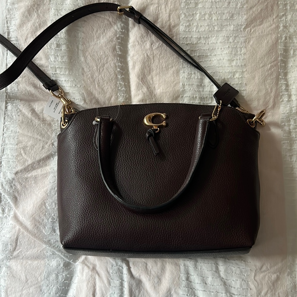 NWT Coach Medium Crossbody Bag, Dark Brown
